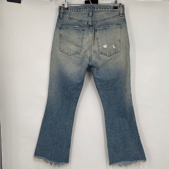 Current Elliott - The High Waist Kick Jean in Colette Destroy w/ Uneven Hem - Picture 4 of 9
